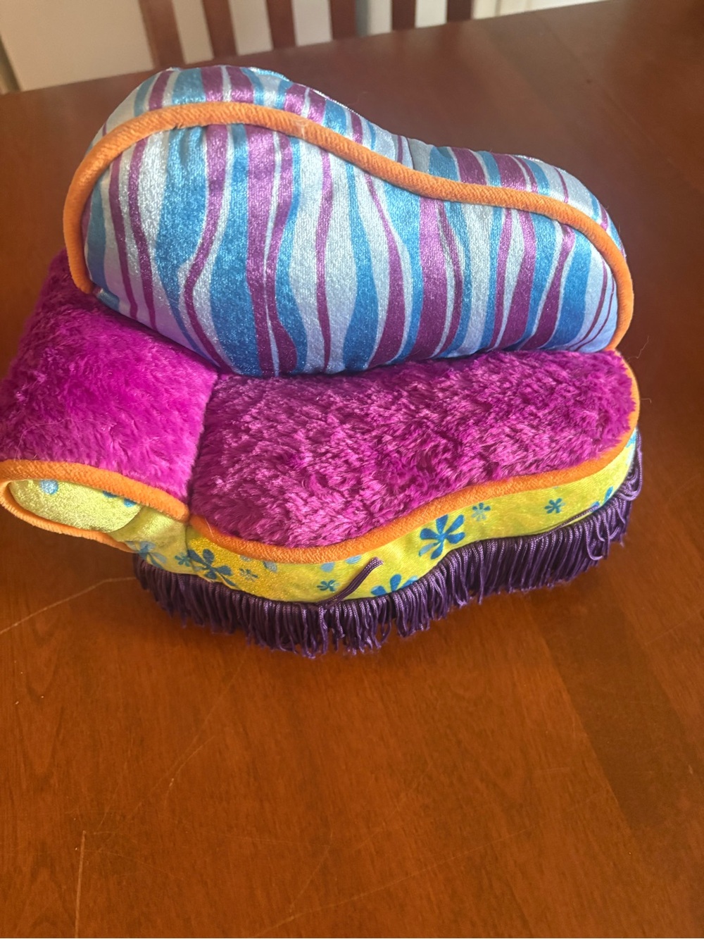 Plush Kids Decorative Pillow Set - Purple & Blue